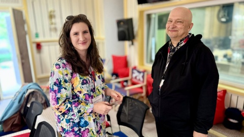 Małgorzata Lachendro ze Studia Reportażu Polskiego Radia i Cezary Galek z Polskiego Radia Zachód/fot. Izabela Langner