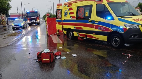 Do wypadku doszło na drodze krajowej nr 55, na wjeździe do Grudziądza/ Fot. Komenda Miejska Państwowej Straży Pożarnej w Grudziądzu
