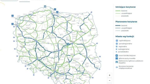 Mapa z istniejącymi i planowanymi inwestycjami kolejowymi w Polsce