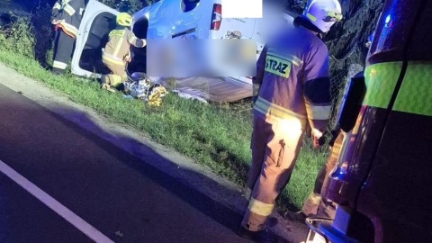 Wypadek auta dostawczego w Brzozie /fot. OSP Nowa Wieś Wielka