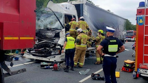 Wypadek na A1 w Kujawsko-Pomorskiem/ Fot. KP PSP Świecie