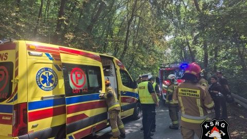 Wypadek z udziałem motocyklisty w Brukach Kokockiej/fot. OSP Unisław