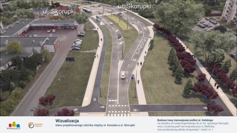 Na początku sierpnia rozpoczną się prace związane z budową zielonego torowiska wzdłuż ul. Solskiego/ Wizualizacja: ZDMiKP w Bydgoszczy