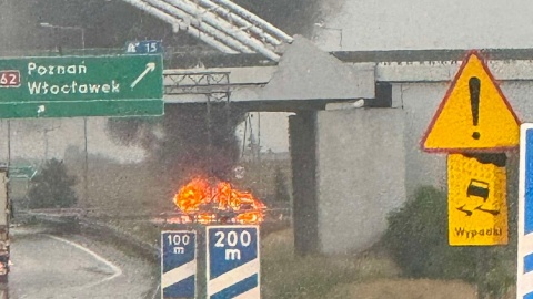 Pożar samochodu na A1 w Pikutkowie/ Fot. Nadesłane