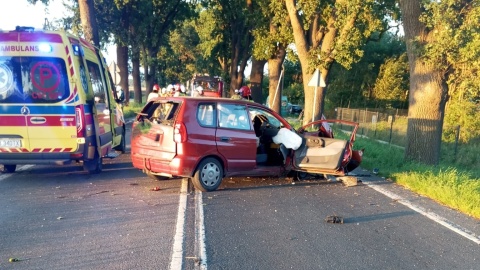 Wypadek na DW 244 w Borównie/fot. KM PSP Bydgoszcz