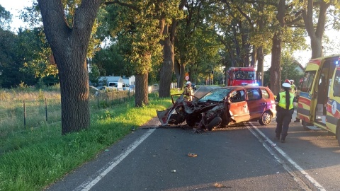 Wypadek na DW 244 w Borównie/fot. KM PSP Bydgoszcz