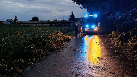 W nocy nad regionem wiał silny wiatr. Niszczył drzewa, słupy energetyczne i budynki/fot. OSP Wąpielno/Facebook