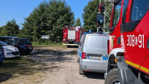 Wędkarz przypadkowo dotknął linii energetycznej. /fot. OSP Osielsko