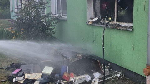Pożar mieszkania w Grudziądzu/fot. KM PSP Grudziądz