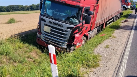 Cztery pojazdy zderzyły się na drodze wojewódzkiej w Rzadkiej Woli/fot. KM PSP we Włocławku