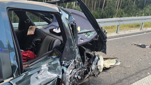 Wypadek dwóch aut osobowych na drodze ekspresowej S5. /fot. OSP Wtelno