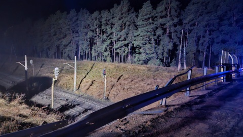 Auto spadło z wiaduktu drogowego na tory i zderzyło się z pociągiem/fot. PKP PLK/Facebook