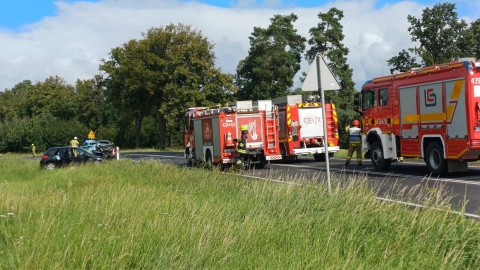 Wypadek na DK 15/fot. KM PSP Golub Dobrzyń