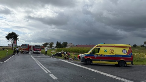 Wypadek na DK 15/fot. KM PSP Golub Dobrzyń