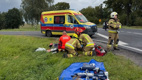 Wypadek na DK 15/fot. KM PSP Golub Dobrzyń