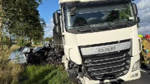 Zderzenie ciężarówki i auta osobowego we Wrockach/fot. KM PSP Golub-Dobrzyń