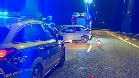 Wypadek na A1 nieopodal Grudziądza. /fot. OSP Płużnica