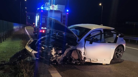Wypadek na A1 nieopodal Grudziądza. /fot. OSP Płużnica