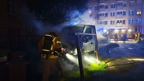 Pożar lawety w Grudziądzu/fot. Facebook/KM PSP Grudziądz