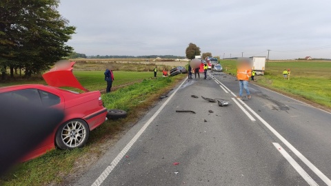 Wypadek na DW534 niedaleko Golubia-Dobrzynia. /fot. KP PSP Golub-Dobrzyń