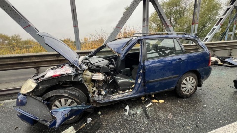 Wypadek na Moście Bronisława Malinowskiego/Fot. PSP