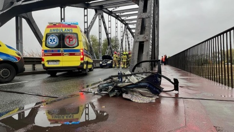 Wypadek na Moście Bronisława Malinowskiego/Fot. PSP