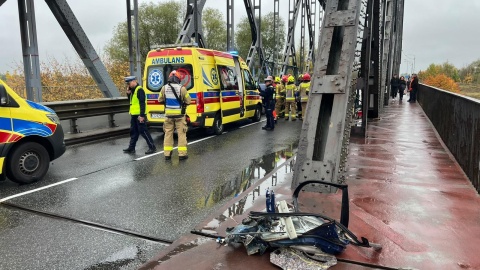 Wypadek na Moście Bronisława Malinowskiego/Fot. PSP