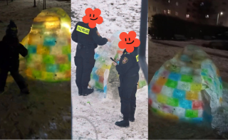 Dzieci stworzyły kolorowe igloo. Anonim zgłosił do straży miejskiej nielegalną lodową budowlę