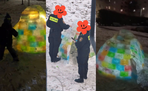Dzieci stworzyły kolorowe igloo. Anonim zgłosił do straży miejskiej nielegalną lodową budowlę