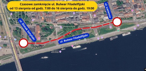 Bulwar Filadelfijski w Toruniu będzie czasowo zamknięty. Chodzi o bezpieczeństwo
