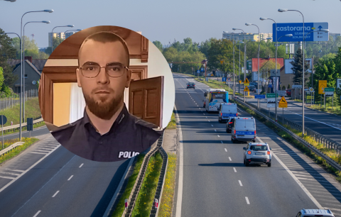 Zdezorientowany senior szedł nocą poboczem ruchliwej ulicy. Pomógł mu policjant