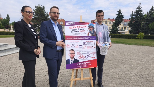 Dzień dziecka to dobry moment, by kupić kask - mówił poseł Piotr Kowal we Włocławku