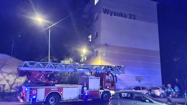 Pożar w bloku przy ul. Wysokiej na bydgoskim Błoniu. Ewakuowano mieszkańców