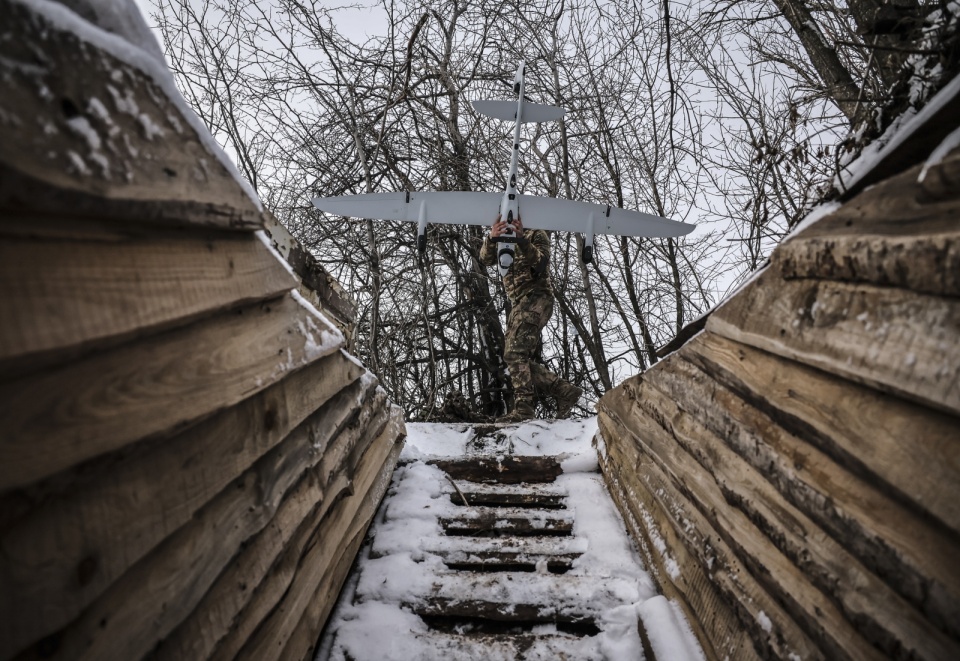 Ukraińcy przeprowadzili udany atak dronowy/fot. PAP/EPA/Press service of the 24 mechanized brigade/Handout