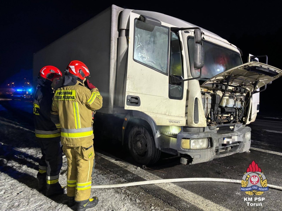 Pożar ciężarówki w Wielkiej Nieszawce na S10/fot. KM PSP Toruń