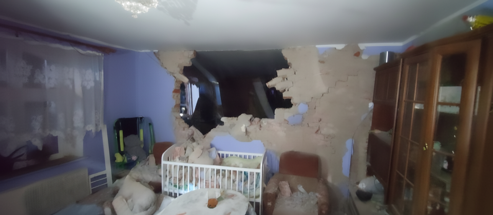 Tak wygląda dom po wybuchu pieca w Nowej Wsi Królewskiej. / Fot. KP PSP w Wąbrzeźnie