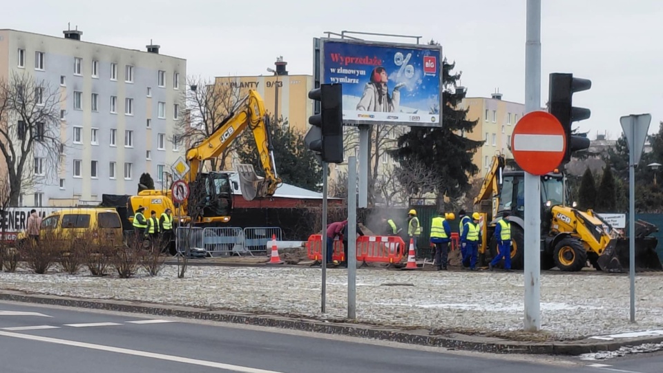 Miejsce awarii na rogu ulic Kruszyńskiej i Planty we Włocławku/fot. Radosław Jagieła