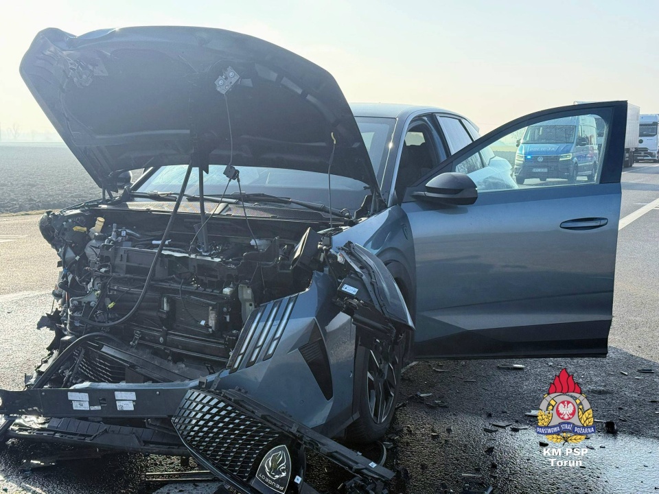 Wypadek w Kończewicach w gminie Chełmża/ fot. Krzysztof Bajbak, KM PSP Toruń