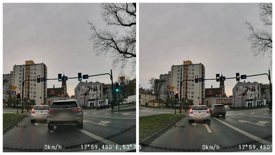 Kierowca Skody, ignorując przepisy i bezpieczeństwo innych uczestników ruchu, wjechał na skrzyżowanie przy nadawanym czerwonym świetle / fot. KWP w Bydgoszczy