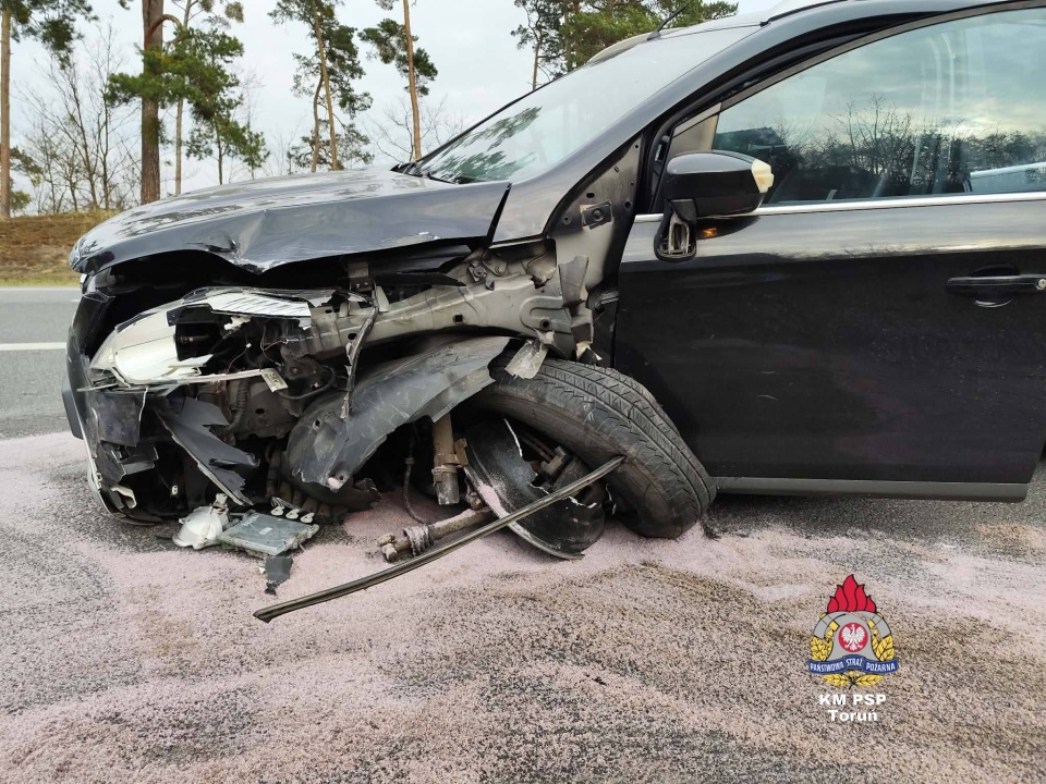 WYpadek w Brzozie na DK 91. / Fot. KM PSP w Toruniu
