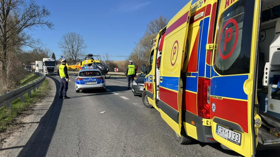 W Starorypinie Prywatnym samochód osobowy zderzył się z motocyklem / fot. OSP Kowalki