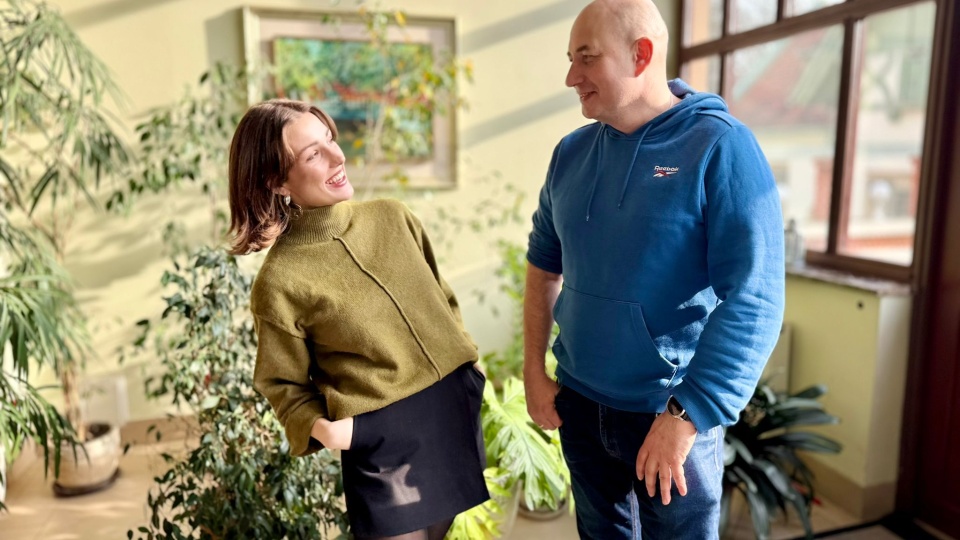 Dziennikarze prowadzący poranną audycję „Zawsze Dzień Dobry" Natasza Trzebuchowska i Marcin Glapiak/fot. Izabela Langner