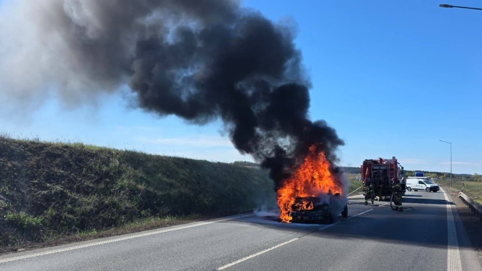 Pożar na DK 95 w Grudziądzu/fot. KM PSP Grudziądz/Facebook