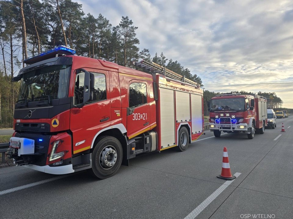 Wypadek na trasie S5 pod Bydgoszczą/Fot. OSP Wtelno