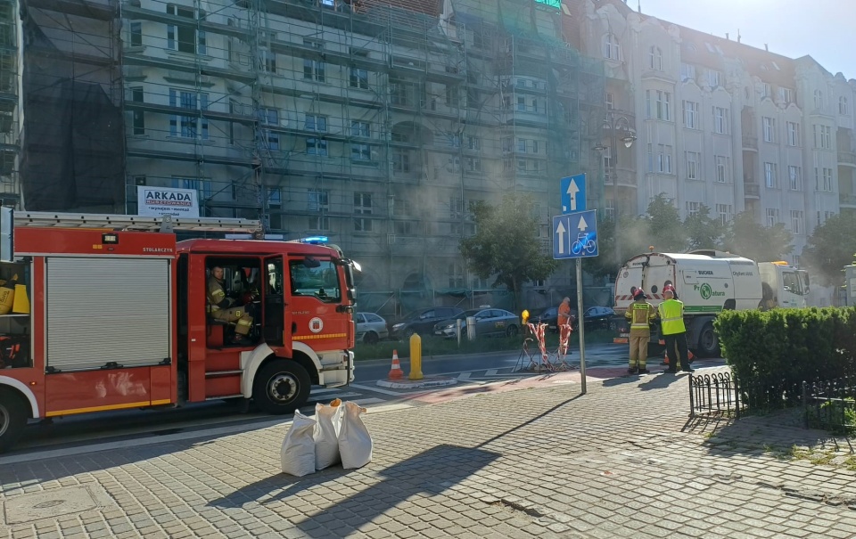 Kolizja samochodu czyszczącego ProNatury na Al. Mickiewicza w Bydgoszczy/fot. Katarzyna Bogucka