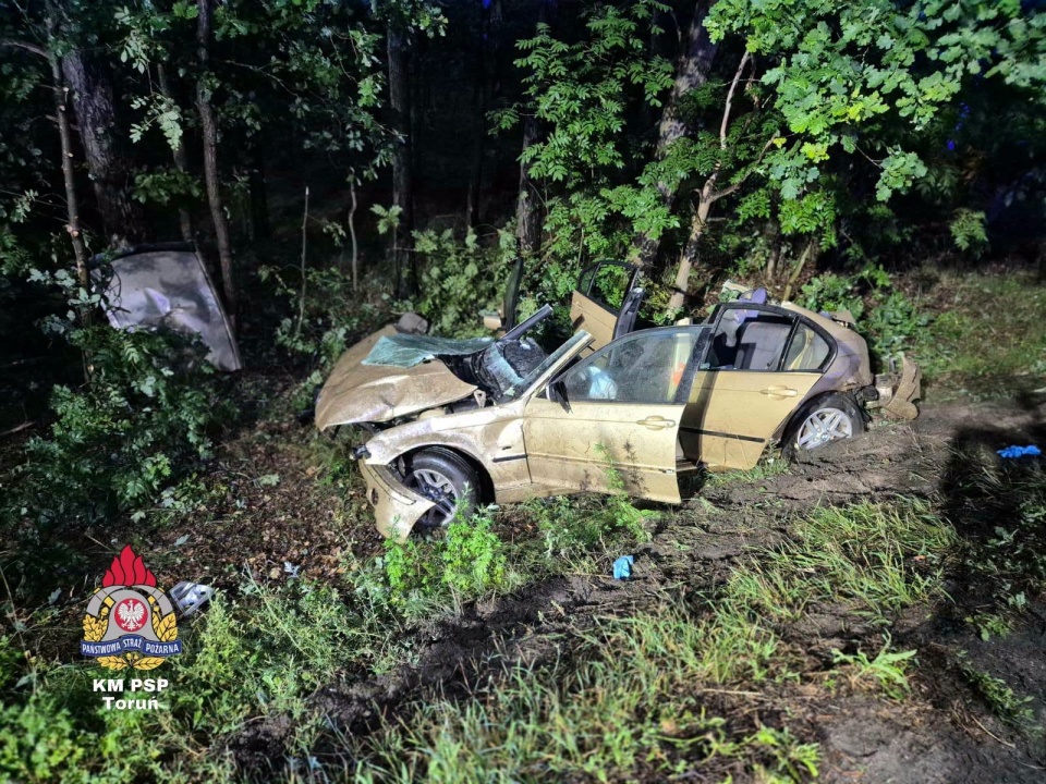 Wypadek w Brzozie niedaleko Torunia/ Fot. KM PSP w Toruniu