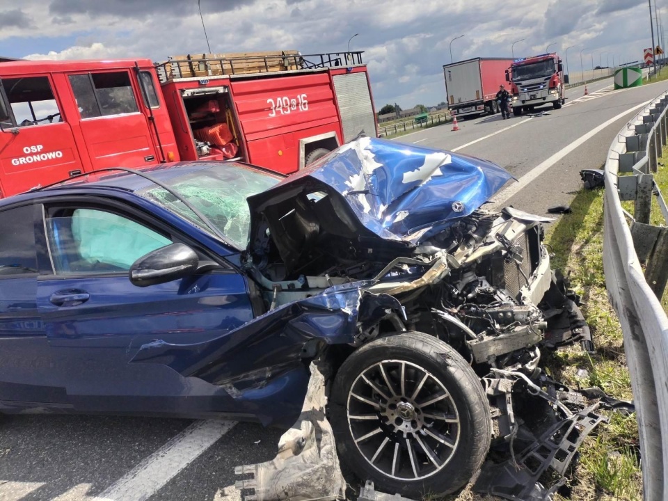 Wypadek na autostradzie A1 w Kujawsko-Pomorskiem/ Fot. KM PSP Toruń