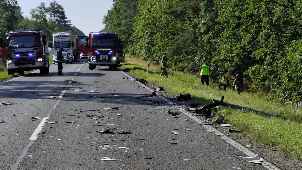 Śmiertelny wypadek na DK10 w Cierpicach/fot. KM PSP Toruń