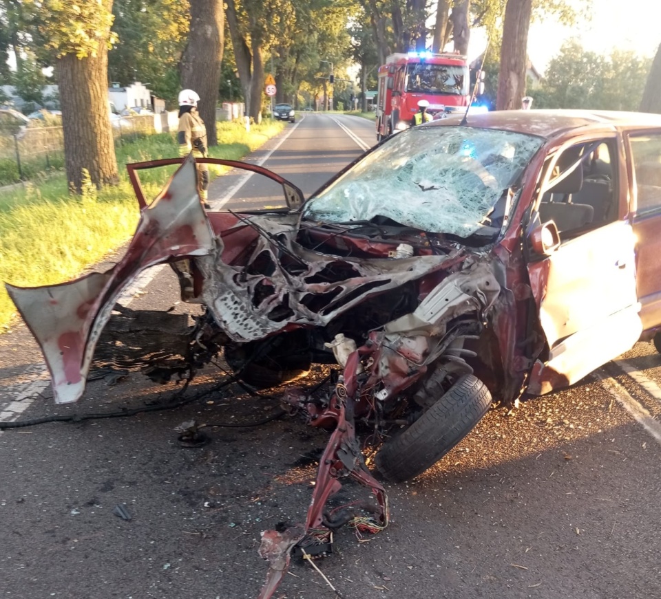 Wypadek na DW 244 w Borównie/fot. KM PSP Bydgoszcz