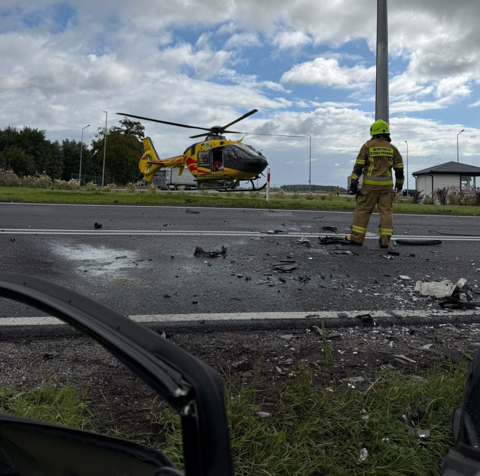 Wypadek na DK 15/fot. KM PSP Golub Dobrzyń